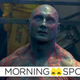 Bautista on the set of the first Guardians of the Galaxy.